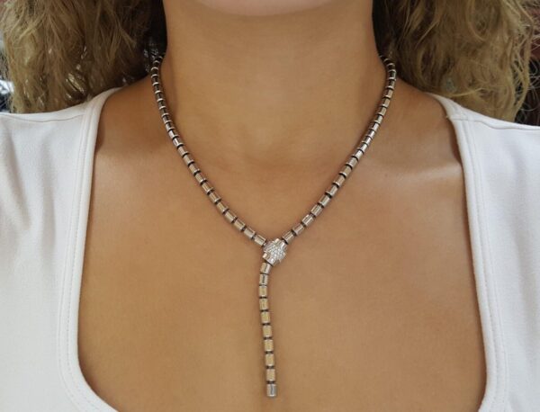 Piaget Flat Possession Diamond Lariat Necklace 18K White Gold & 0.2 ct Rtl 10k