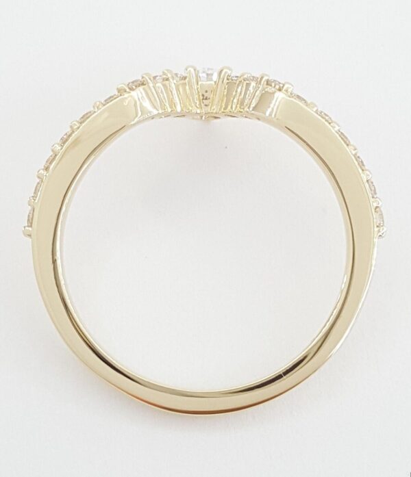 Pear & Round Diamonds "V" Anniversary Band / Ring 14K Yellow Gold 0.41 ct