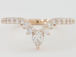 Pear & Round Diamonds "V" Anniversary Band / Ring 14k Rose Gold 0.4 ct