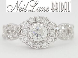 Neil Lane Bridal 1 ct Round Crossover Halo Engagement Ring 14k W Gold Rtl 4.5k