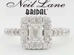 Neil Lane Bridal Emerald Cut Diamond Halo Engagement Ring 1.4 ct 14k Rtl 6.5k