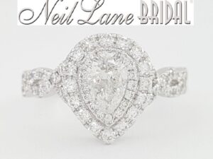 Neil Lane Pear Diamond Halo Crossover Engagement Ring 1.14 ct 14k Rtl 4.3k