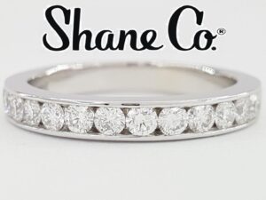 Shane Co Round Diamond Channel Set Half-Circle 0.78 ct 14k Wedding Band Ring