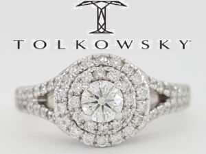 Tolkowsky Double Halo Diamond Split-Shank Engagement Ring 1ct 14k W Gold Rtl 4k