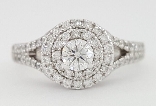 Tolkowsky Double Halo Diamond Split-Shank Engagement Ring 1ct 14k W Gold Rtl 4k