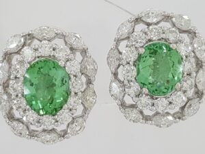 Paraiba Oval Tourmaline & Diamond Earrings 7.38 ct 18k White Gold GIA Rtl 25K