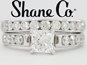 Shane Co. 2.08 ct Radiant Diamond 14K Gold Engagement Ring Wedding Set Rtl 9k