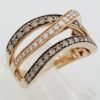 LeVian 3/4 ct Chocolate & Nude Diamond 3-Row Statement Ring 14K Rose Gold