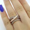 LeVian 3/4 ct Chocolate & Nude Diamond 3-Row Statement Ring 14K Rose Gold