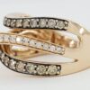 LeVian 3/4 ct Chocolate & Nude Diamond 3-Row Statement Ring 14K Rose Gold
