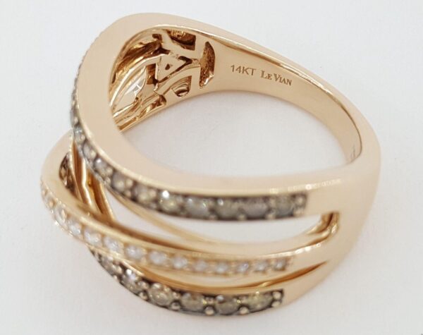 LeVian 3/4 ct Chocolate & Nude Diamond 3-Row Statement Ring 14K Rose Gold