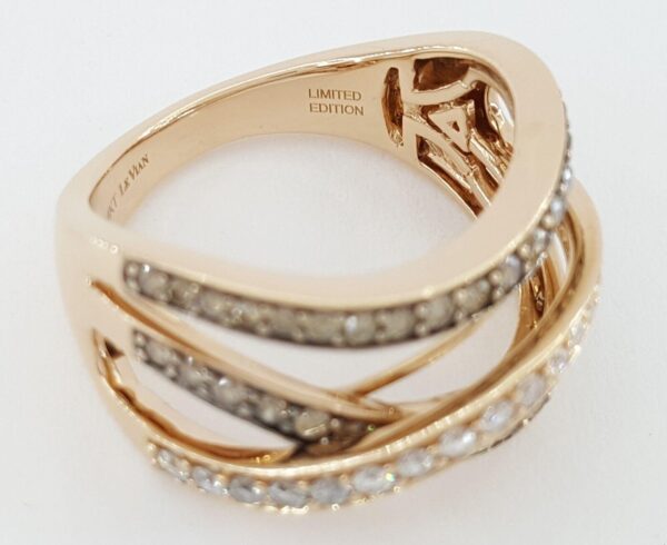 LeVian 3/4 ct Chocolate & Nude Diamond 3-Row Statement Ring 14K Rose Gold