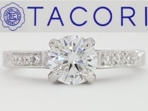 TACORI Platinum Semi-Mount Diamond Engraved Engagement Ring 0.08 ct Rtl 3,050