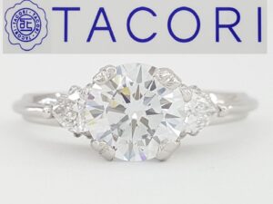 Tacori 3-Stone Round Pear Semi-Mount Platinum Engagement Ring0.35 ct Rtl 4,840