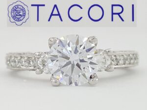 TACORI Crescent 3-Stone Semi-Mount Platinum Engagement Ring 0.9 ct Rtl 7,760