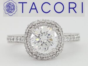 Tacori Crescent Semi-Mount Round Diamond 0.52 ct 18k White Gold Engagement Ring