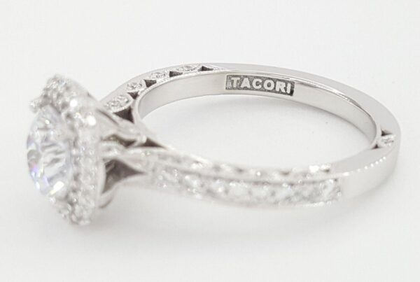 Tacori Crescent Semi-Mount Round Diamond 0.52 ct 18k White Gold Engagement Ring