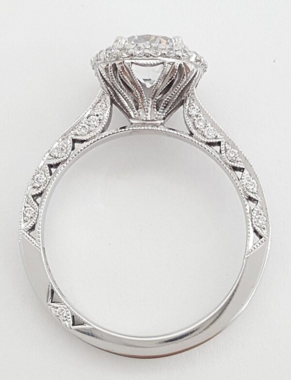 Tacori Crescent Semi-Mount Round Diamond 0.52 ct 18k White Gold Engagement Ring