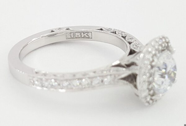 Tacori Crescent Semi-Mount Round Diamond 0.52 ct 18k White Gold Engagement Ring