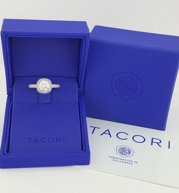 Tacori Crescent Semi-Mount Round Diamond 0.52 ct 18k White Gold Engagement Ring