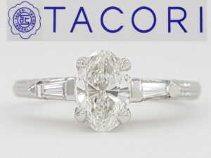 TACORI Crescent Oval Three-Stone Engagement Ring Plat/18k 0.83ct Rtl 6.5k GIA