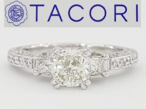 TACORI Crescent Cushion Cut Diamond Platinum Engagement Ring 1.51 ct GIA Rt 12K