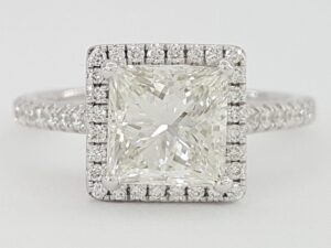 Princess Cut Diamond Halo Engagement Ring 2.05 ct 14k White Gold GIA Rtl 20k