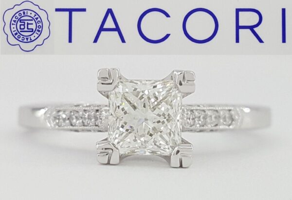 Tacori Simply Princess Leo Cut Diamond Engagement Ring Platinum 0.86 ct Rtl 7340