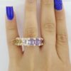 Natural No Heat Rainbow Sapphire Diamond 17.56 ct Full Circle Eternity Ring 18K