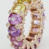 Natural No Heat Rainbow Sapphire Diamond 17.56 ct Full Circle Eternity Ring 18K