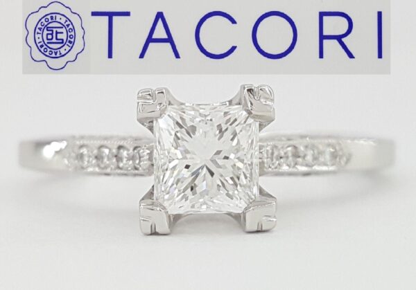 Tacori Simply Princess Cut Diamond Engagement Ring Platinum 0.8 ct GIA Rtl 7,150