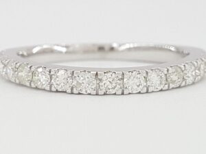 Half Circle Round Diamond Wedding Band 0.5 ct Prong Set 10k White Gold 2.2 mm