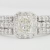 Rectangular Radiant Cut Diamond Halo Engagement Ring Set 1.8 ct 18k 14k Rtl 10k