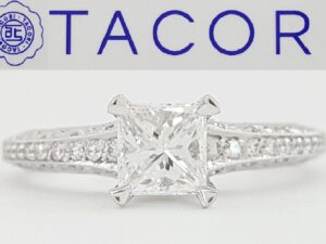 Tacori Classic Crescent Princess Cut Diamond Engagement Ring Platinum 1 ct 9.2K