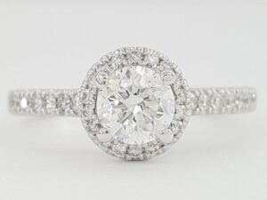 Natural Round Diamond Halo Engagement Ring 1 ct 14k White Gold Retail 7,500