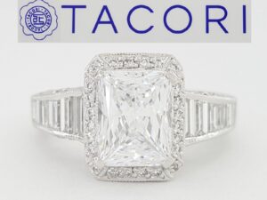 Tacori Crescent Semi-Mount Halo Diamond Engagement Ring 1.37 ct Plat Rtl 12,950