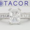 TACORI Emerald Radiant Cut Platinum Semi-Mount Diamond Engagement Ring 1.65 ct
