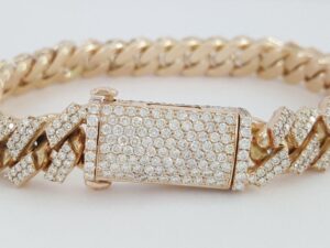 Cuban Link Pave Diamond Rose Gold Bracelet 8 ct 75.4 Grams 10k 8.25"