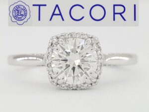 Tacori Dantela Halo Diamond Engagement Ring 0.92 ct 18k W Gold GIA Rtl 7K