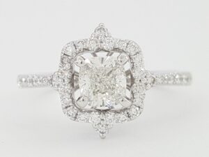 Cushion Cut Diamond Halo Platinum Engagement Ring 1.03 ct GIA Retail 5,500