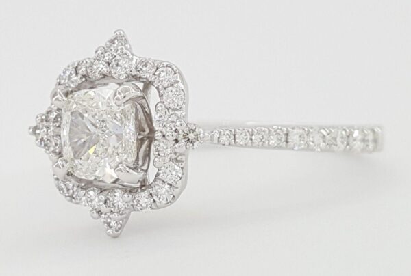 Cushion Cut Diamond Halo Platinum Engagement Ring 1.03 ct GIA Retail 5,500