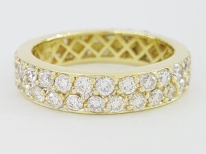 Diamond 2-Row Pave Full Circle Eternity Band Ring 2 ct 18K Gold 4.8mm Rtl 3,995