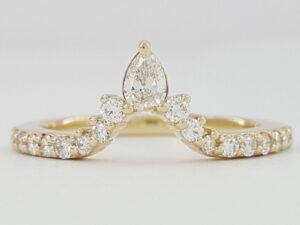 Pear Brilliant Cut Diamond "V" 0.40 ct 14k Yellow Gold Anniversary Band / Ring