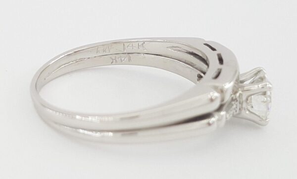 Art Deco Old European Diamond 0.63 ct Engagement Ring Wedding Band 14k W Gold