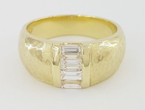 Vintage Baguette Diamond Channel Set 0.6 ct 18k Yellow Gold Ring