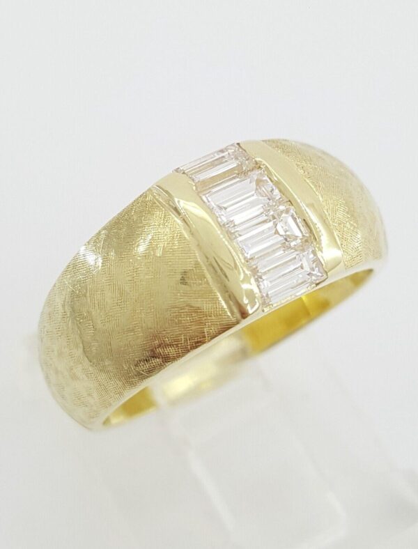 Vintage Baguette Diamond Channel Set 0.6 ct 18k Yellow Gold Ring