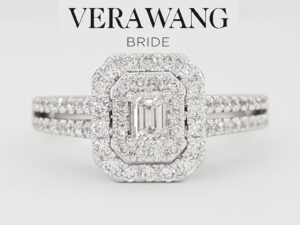 Vera Wang Love Emerald Diamond Double Frame Halo Engagement Ring 1 ct Rtl 3,229