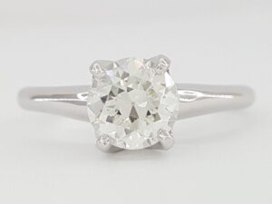 Vintage Old European Cut Diamond Solitaire Engagement Ring 14k W Gold 1.01 ct