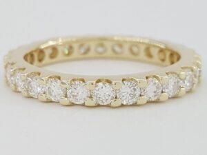 Round Diamond Full Circle 1.3 ct Eternity 14k Yellow Gold Wedding Band / Ring