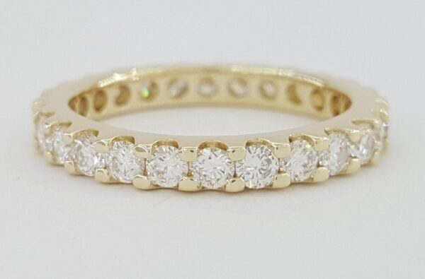 Round Diamond Full Circle 1.3 ct Eternity 14k Yellow Gold Wedding Band / Ring